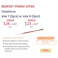 Renfert PROMO - Renfert CERAMICUS Synthetic Bristle Brush Size 01 – 2pc – 17160001 + OPTION: BUY 5pc BRUSHES - GET 1 RENFERT SPONGE FOR FREE ** SPECIAL INDENT ORDER ITEM **